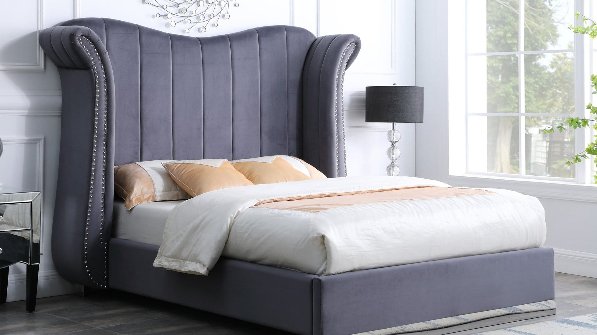 MODERN LUNA BLACK PLATFORM BED 66 INCH HEADBOARD BY NEW ERA AVAILABLE IN HOUSTON, DALLAS, SAN ANTONIO, & AUSTIN  SKU B400-BK