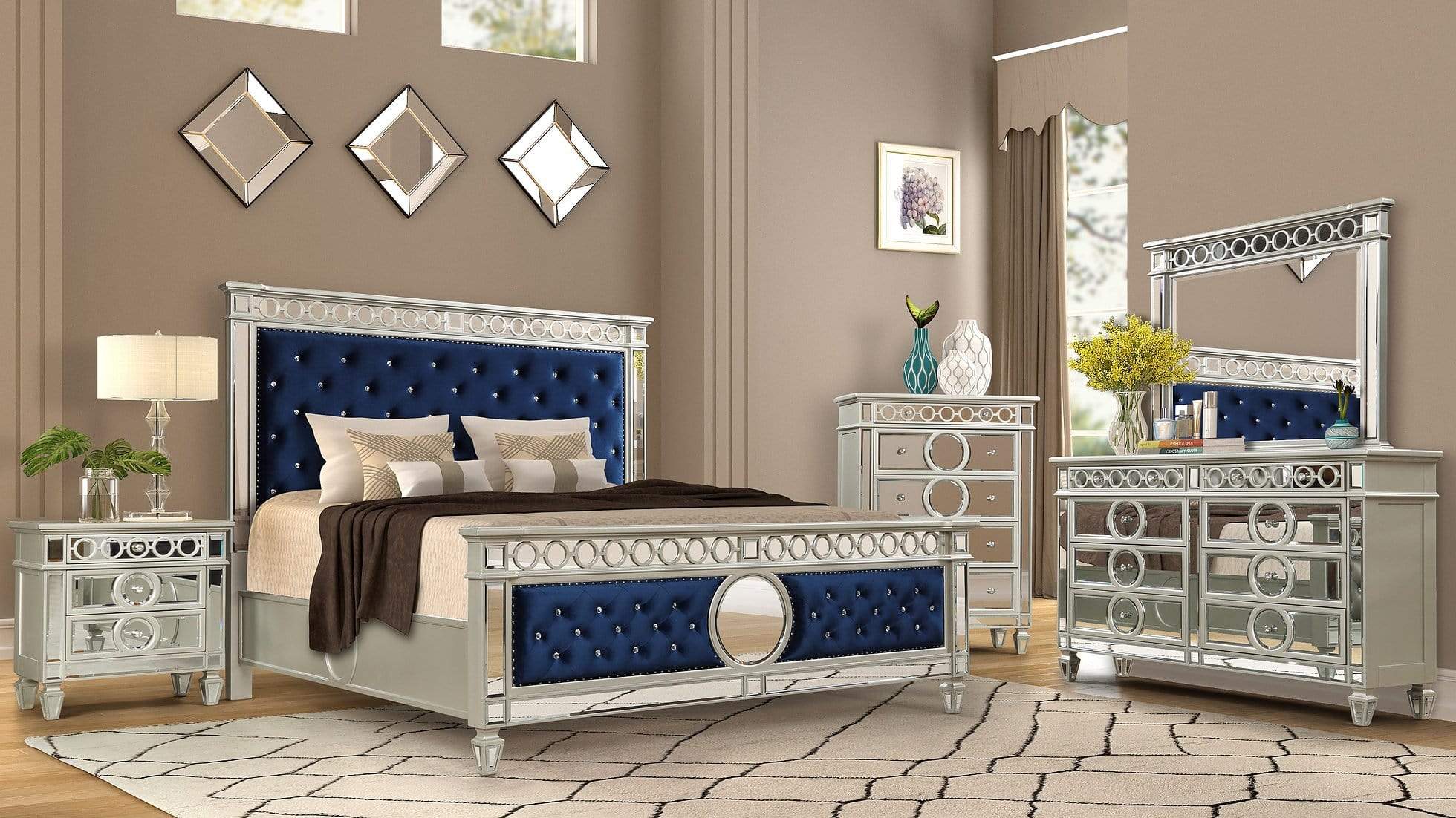 BELLA BLUE 7 PC COMPLETE BEDROOM SET BY NEW ERA AVAILABLE IN HOUSTON, DALLAS, SAN ANTONIO, & AUSTIN  SKU B1852