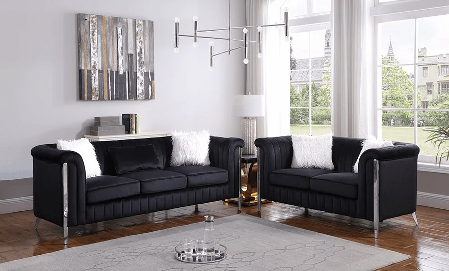 FARA BLACK SOFA & LOVESEAT BY NEW ERA AVAILABLE IN HOUSTON, DALLAS, SAN ANTONIO, & AUSTIN  SKU S8288BK