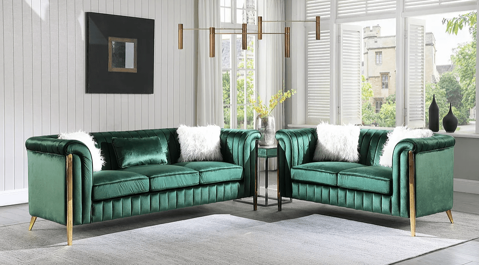 FARA GREEN SOFA & LOVESEAT BY NEW ERA AVAILABLE IN HOUSTON, DALLAS, SAN ANTONIO, & AUSTIN  SKU S8288GN