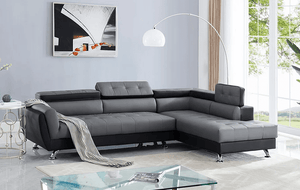 IZZI BONDED LEATHER SECTIONAL WITH FLIP TOP HEADRESTS IN GRAY BY NEW ERA AVAILABLE IN HOUSTON, DALLAS, SAN ANTONIO, & AUSTIN  SKU S4545GY