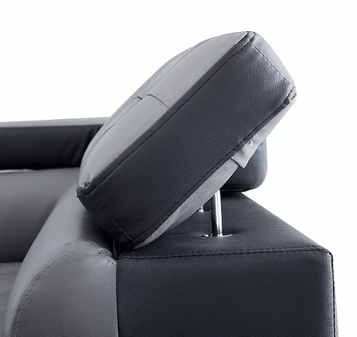 IZZI BONDED LEATHER SECTIONAL WITH FLIP TOP HEADRESTS IN GRAY BY NEW ERA AVAILABLE IN HOUSTON, DALLAS, SAN ANTONIO, & AUSTIN  SKU S4545GY