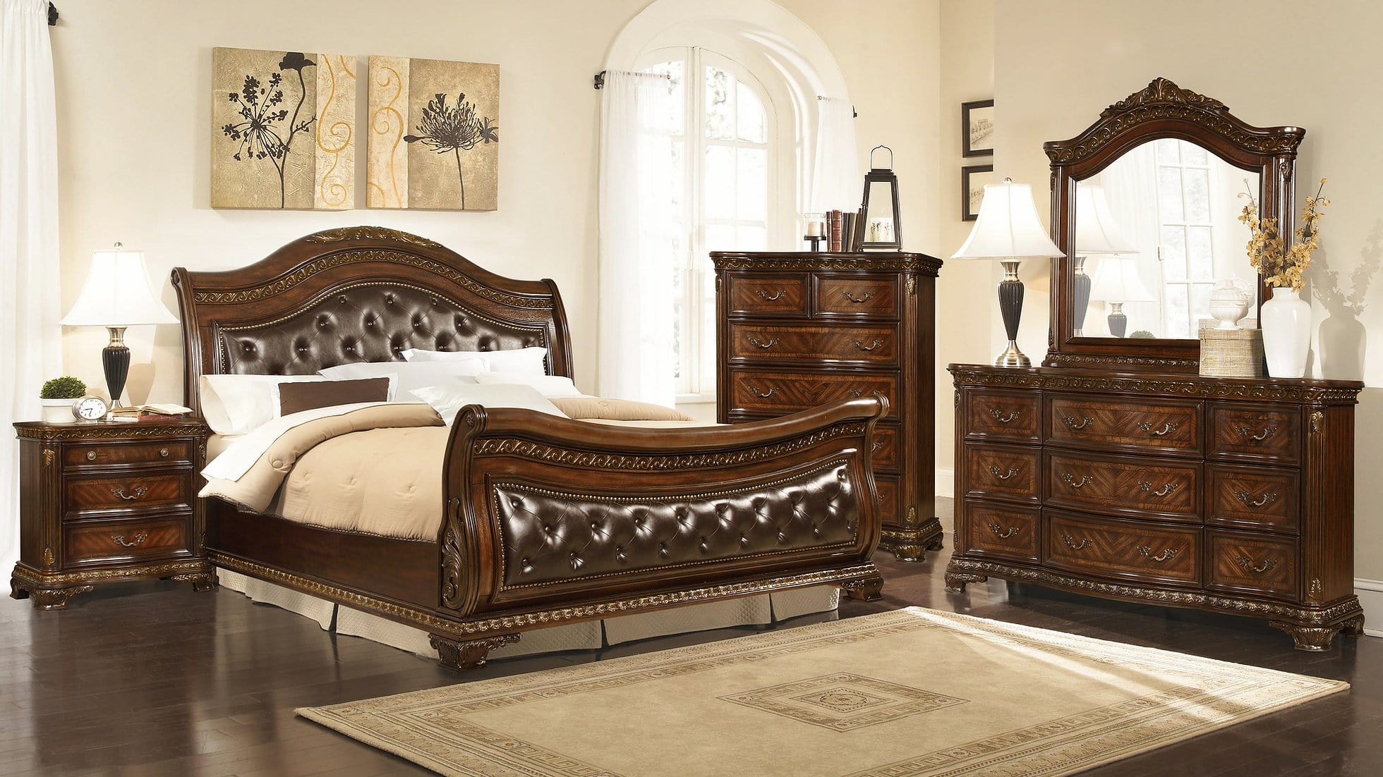 KING ARTHUR 7 PC COMPLETE BEDROOM SET BY NEW ERA AVAILABLE IN HOUSTON, DALLAS, SAN ANTONIO, & AUSTIN  SKU B1250