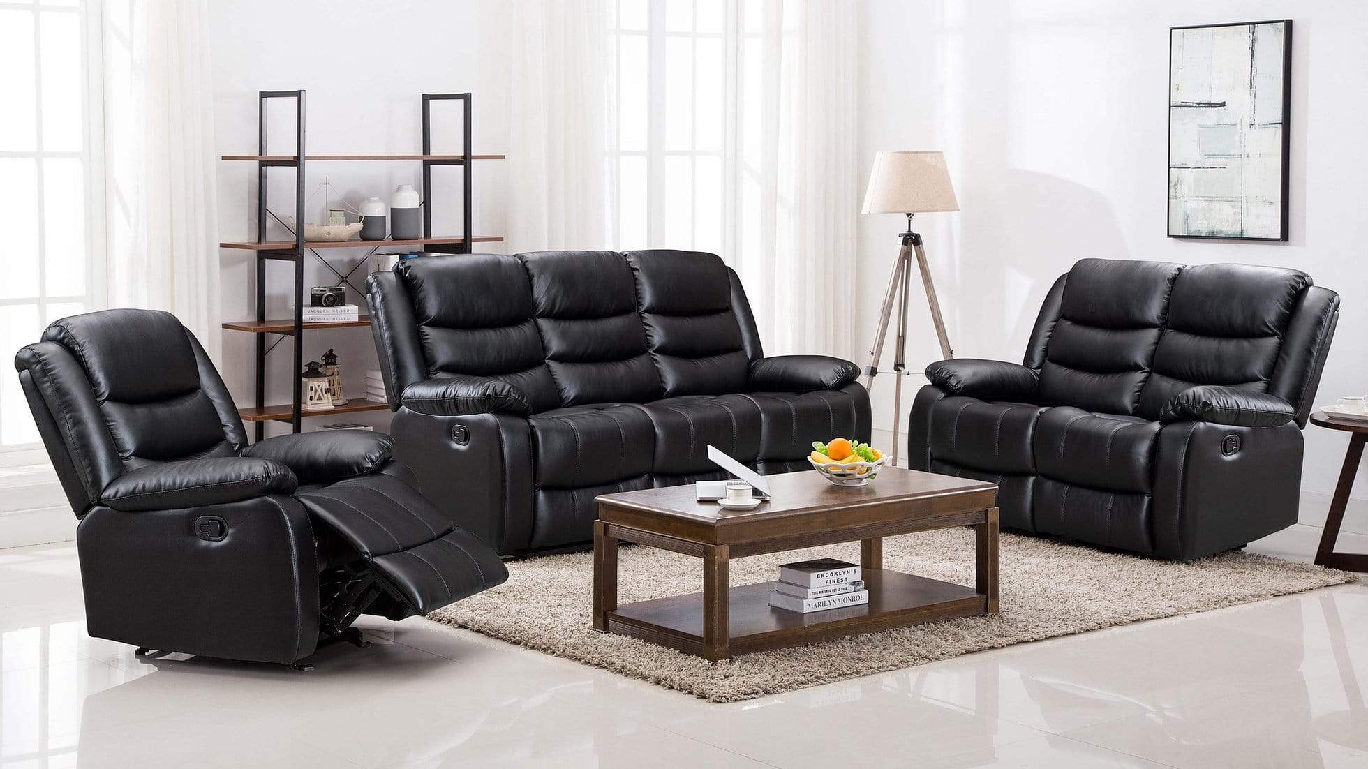 MIAMI BLACK RECLINING SOFA & LOVESEAT BY NEW ERA AVAILABLE IN HOUSTON, DALLAS, SAN ANTONIO, & AUSTIN  SKU S8383