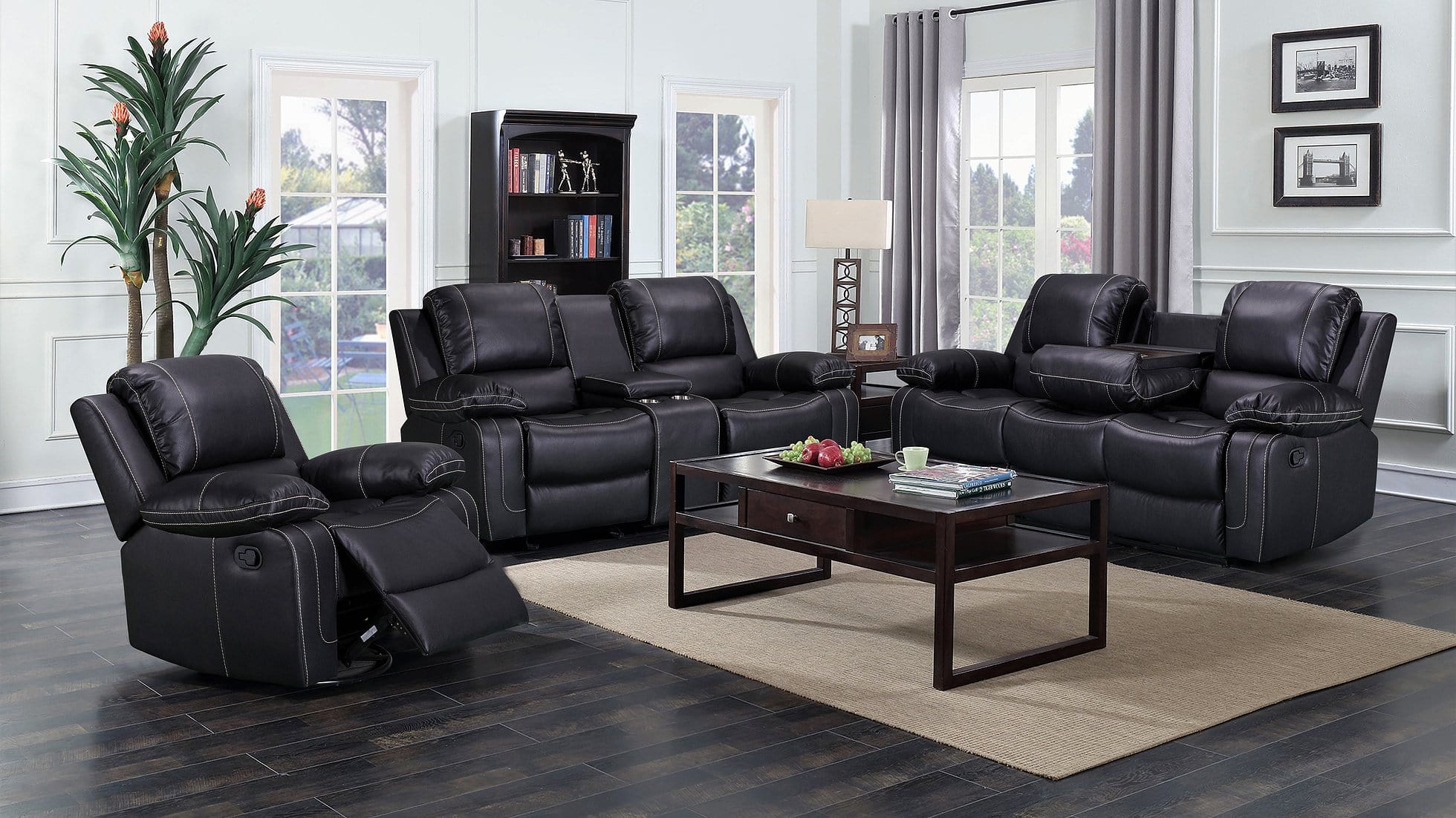 NOVA BLACK RECLINING SOFA & LOVESEAT BY NEW ERA AVAILABLE IN HOUSTON, DALLAS, SAN ANTONIO, & AUSTIN  SKU S3009