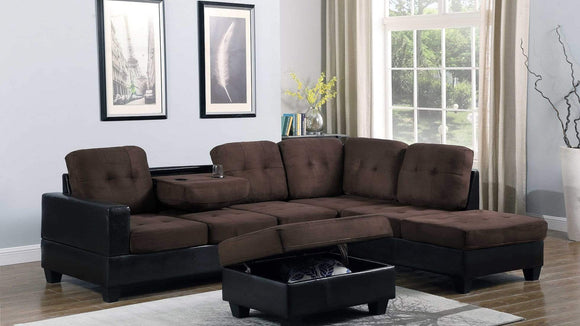PARK PLACE BROWN SECTIONAL WITH DROP DOWN CUP HOLDER BY NEW ERA AVAILABLE IN HOUSTON, DALLAS, SAN ANTONIO, & AUSTIN  SKU S888BR