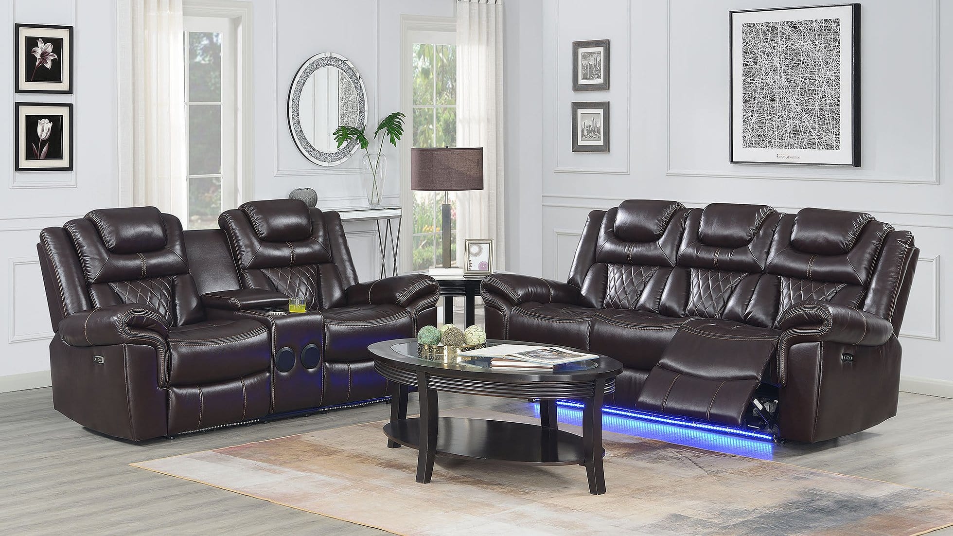 PARTY TIME BROWN RECLINING SOFA & LOVESEAT BY NEW ERA AVAILABLE IN HOUSTON, DALLAS, SAN ANTONIO, & AUSTIN  SKU S2020BR