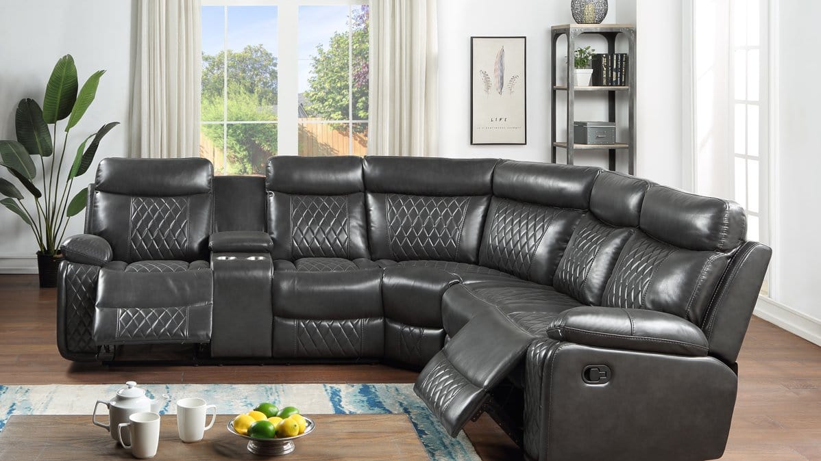 TEXAS STAR GREY RECLINING SECTIONAL BY NEW ERA AVAILABLE IN HOUSTON, DALLAS, SAN ANTONIO, & AUSTIN  SKU S7262GY