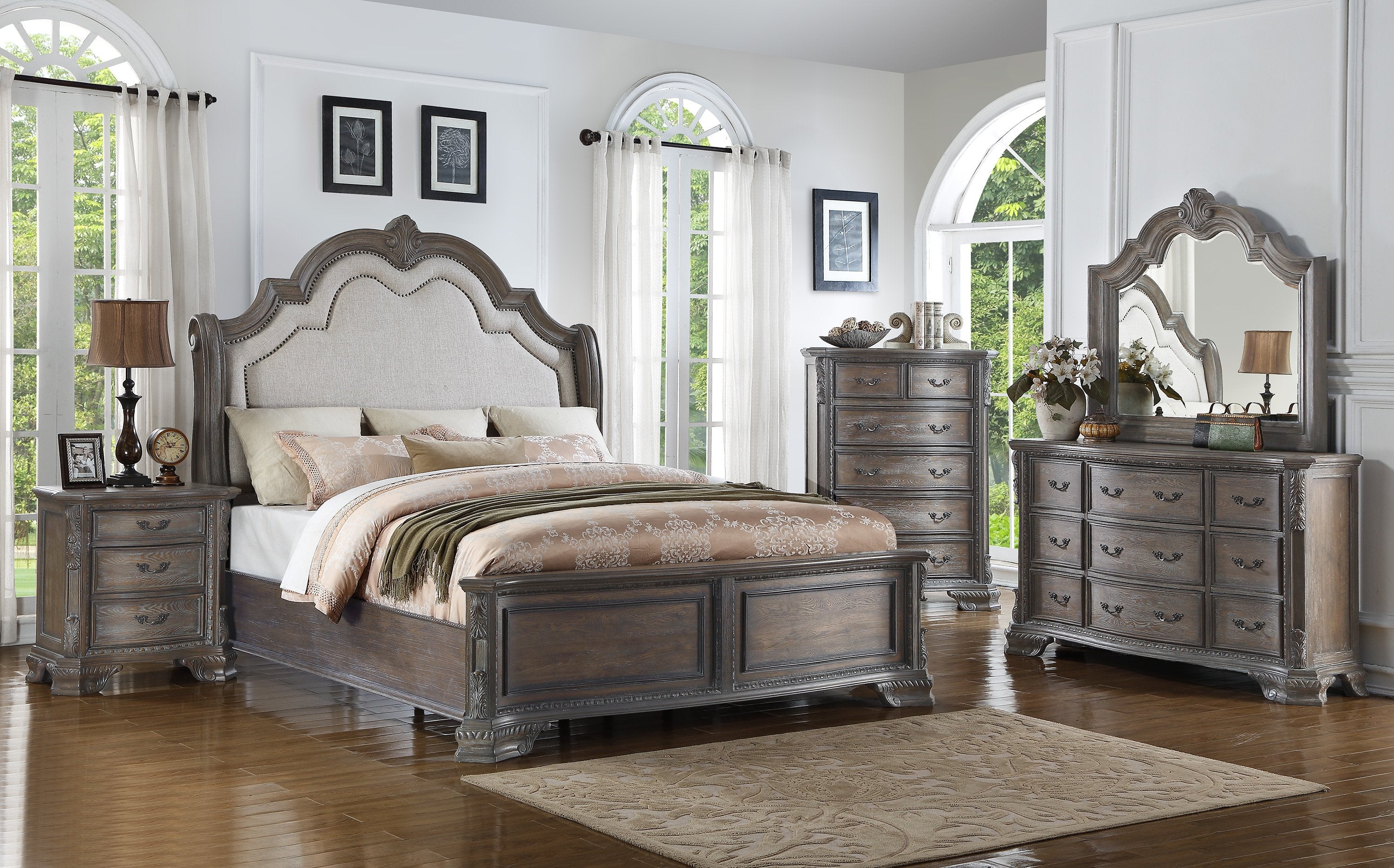 SHEFFIELD ANTIQUE GREY COMPLETE BEDROOM SET BY CROWNMARK AVAILABLE IN HOUSTON, DALLAS, SAN ANTONIO, & AUSTIN  SKU b1120